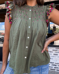 Emilia Embroidered Button Up