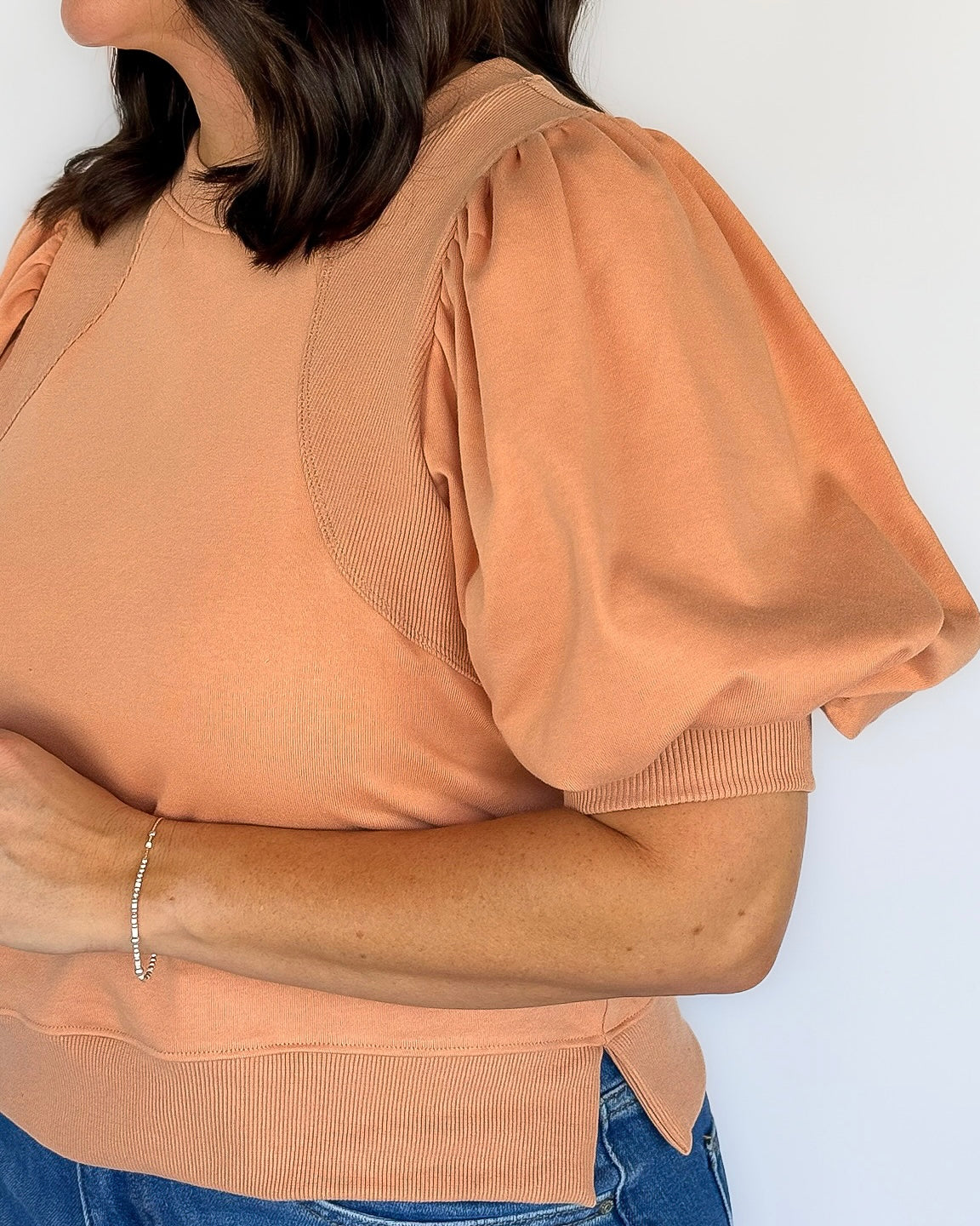 She's A Peach Puffed Sleeve Top