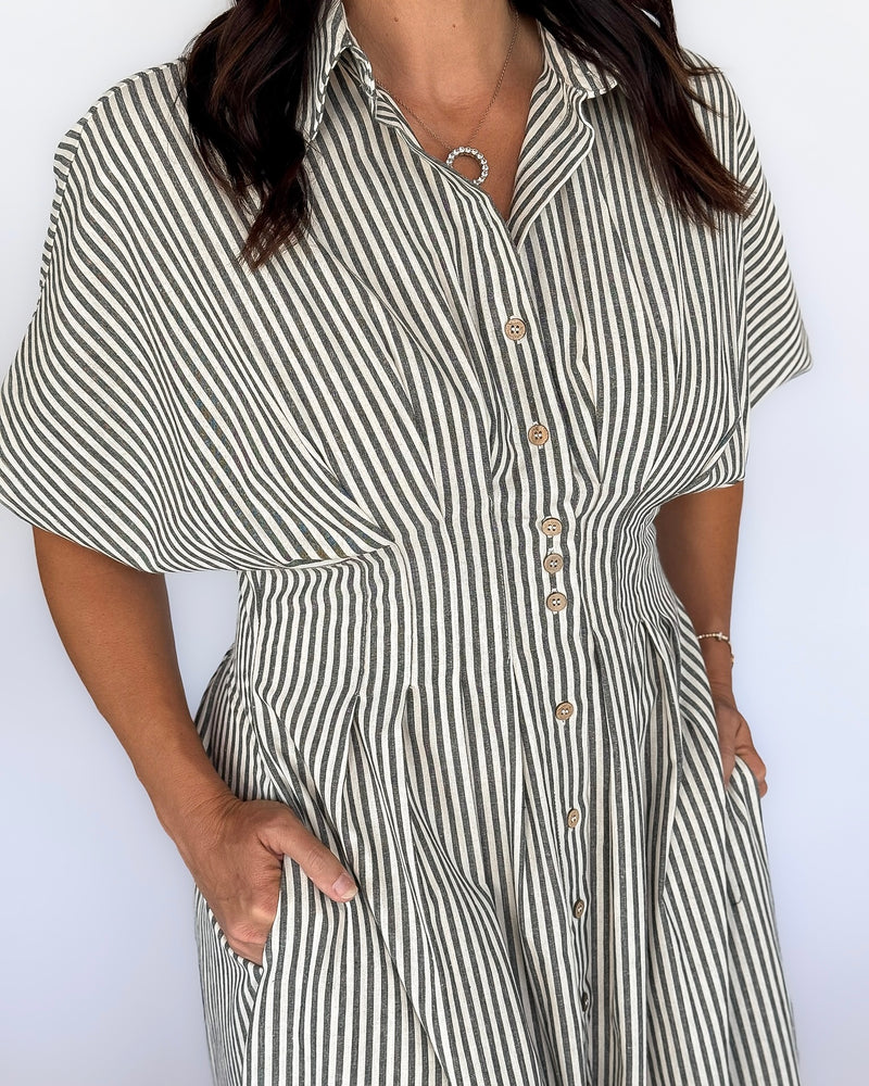 Heather Stripe Button Down Dress