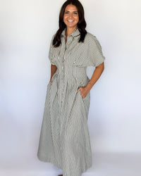 Heather Stripe Button Down Dress