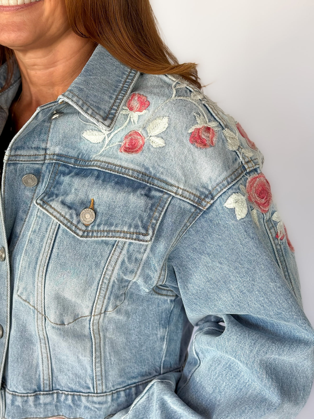 Frida Rose Embroidered Denim Jacket