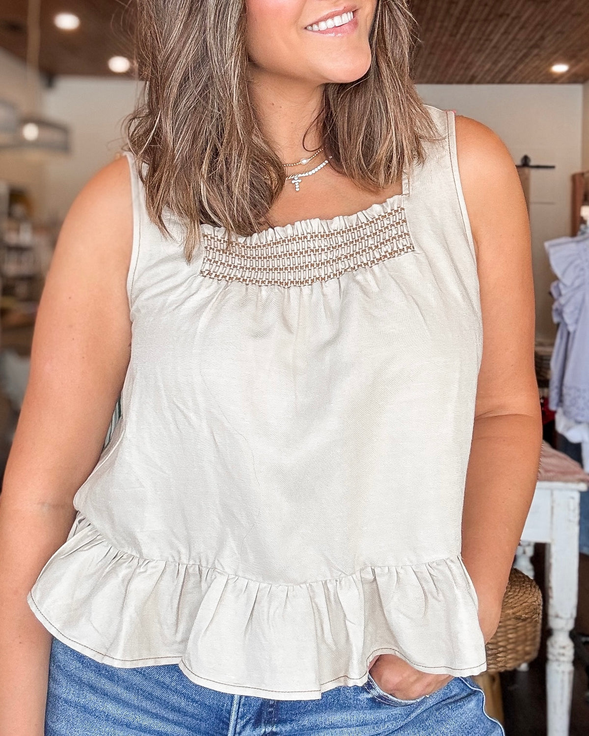 Faith Embroidery Top