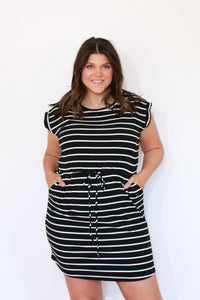 Valerie Striped Drawstring Dress