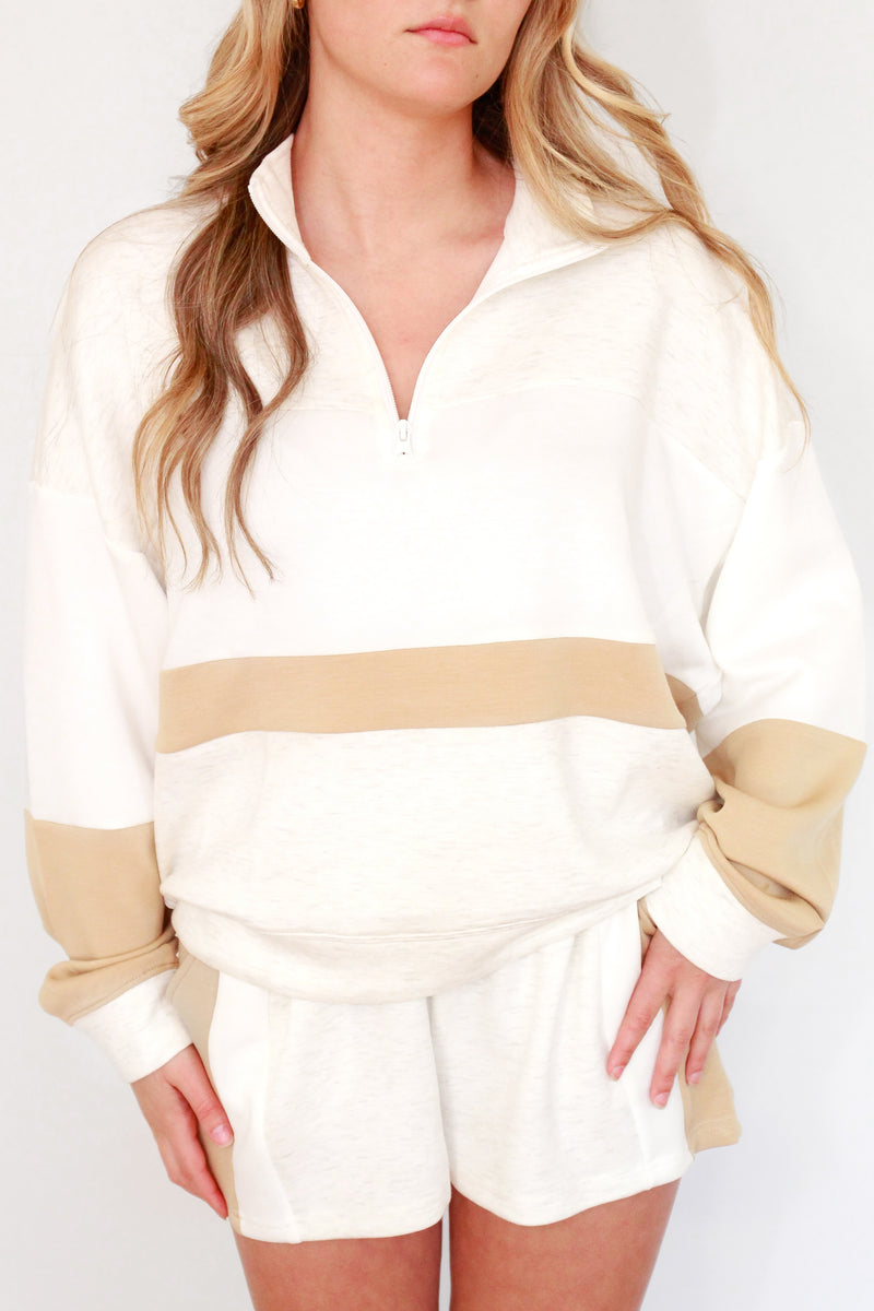 Cloud Fleece Block Quarter Zip