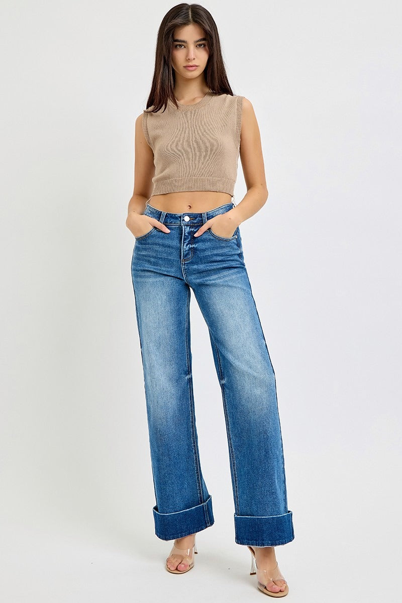 Manda High Rise Wide Cuff Jeans