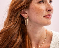 Leah Square Thin Hoop Earrings Brass