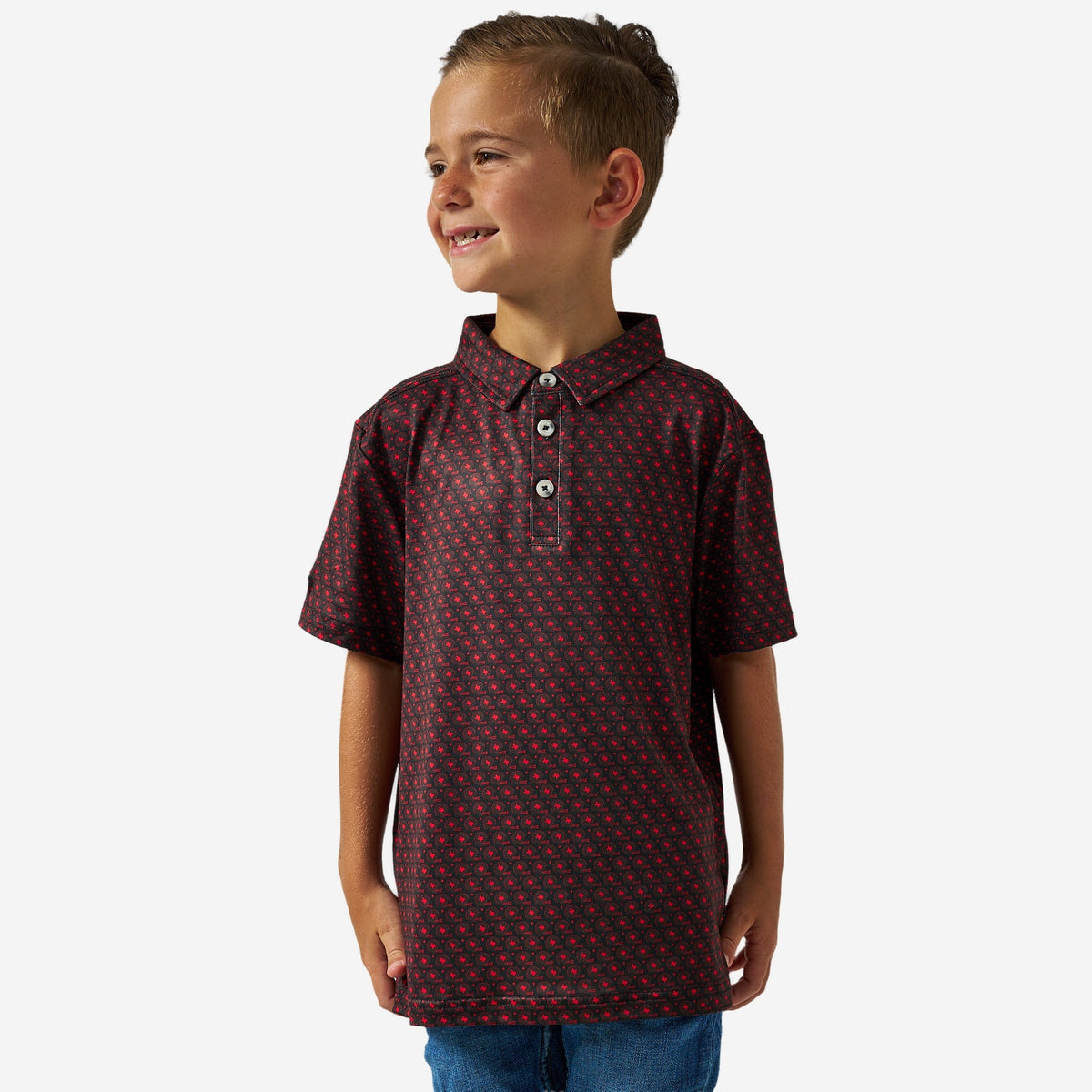 Vintage Helmets Performance Polo- Black & Red