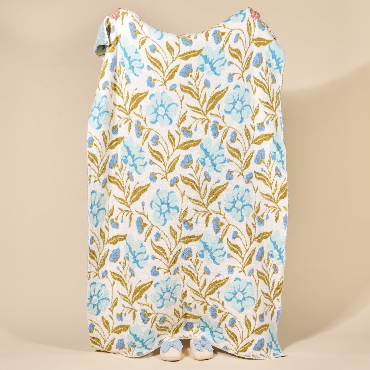 Cozy Dreams Luxe Blanket-Poppin' Petals Aqua