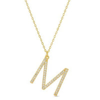 Large Pave CZ Initial Necklace