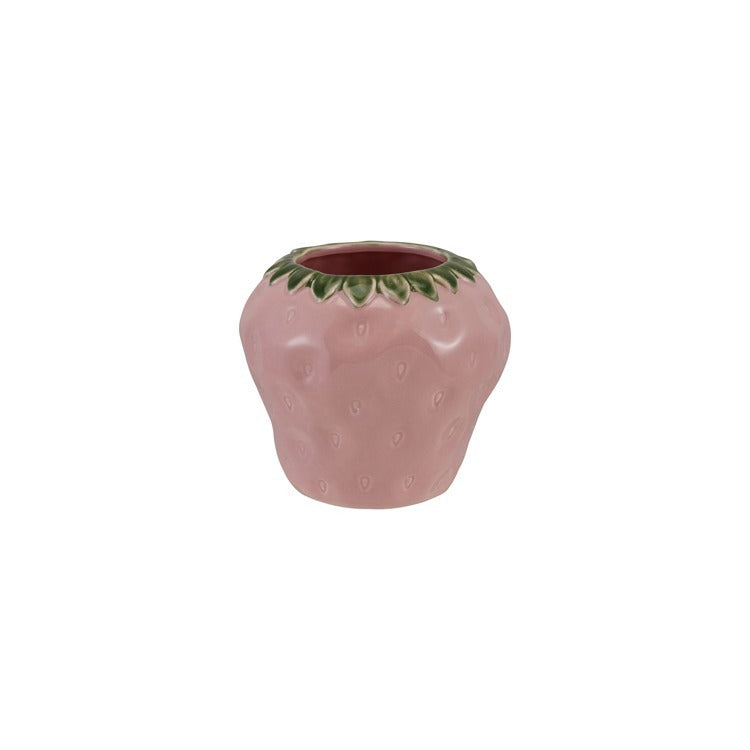 Hand-Painted Ceramic Strawberry Vase