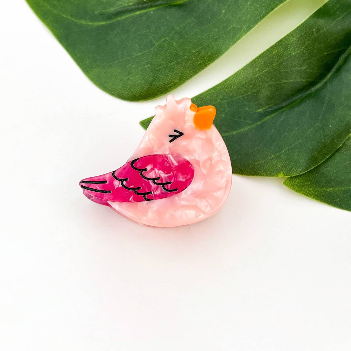 Mini Pink Bird Hair Clip