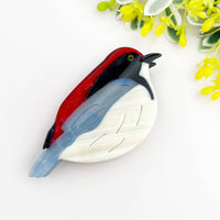 Red Blue Tit Bird Hair Clip