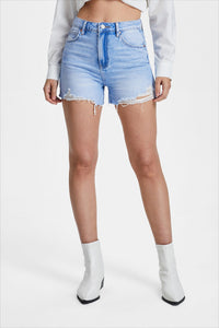 Azure High Rise Denim Shorts