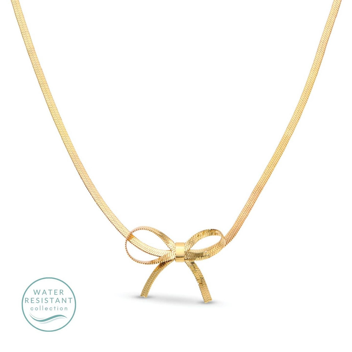 Herringbone Bow Necklace- Water Resistant
