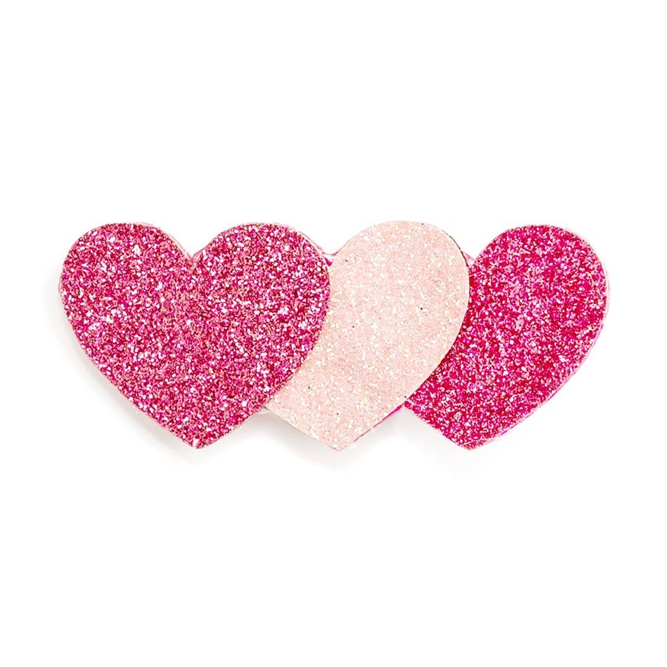 Pink and Red Glitter Hearts Valentine's Day Clip