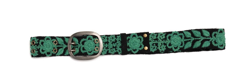 Black & Green Hand Embroidered Belt