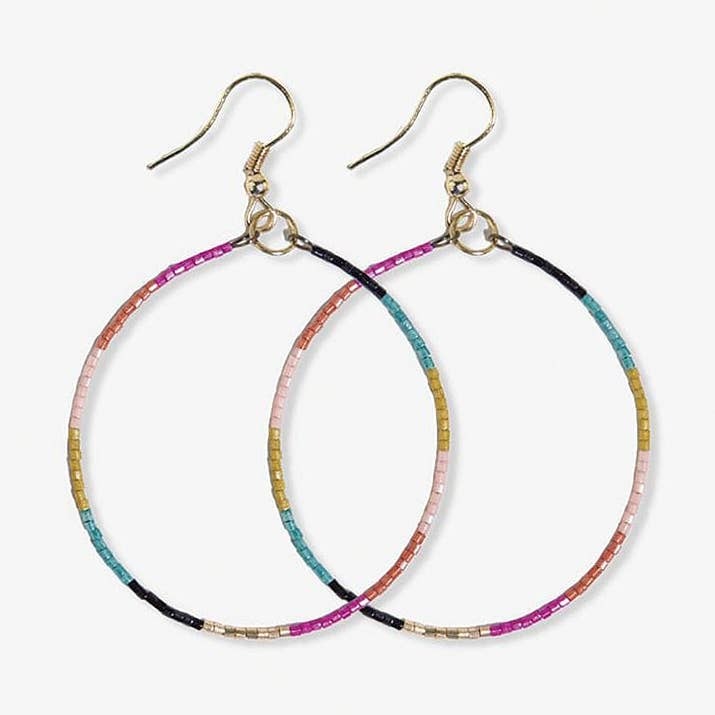 Kelly Color Beaded Hoop Earrings