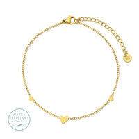 Sweetly Delicate Heart Anklet- Water Resistant