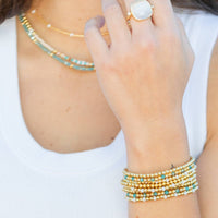 Crystal & Gold Beaded 4mm Bracelet