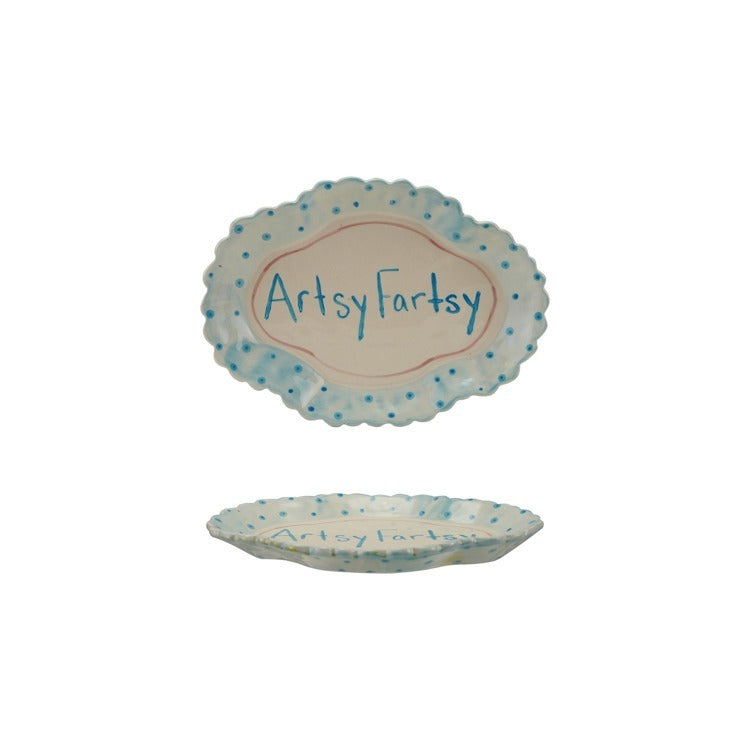 Artsy Fartsy Stoneware Scalloped Platter