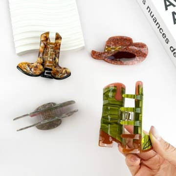Brown Cowboy Boots Hair Clip