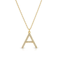 Large Pave CZ Initial Necklace