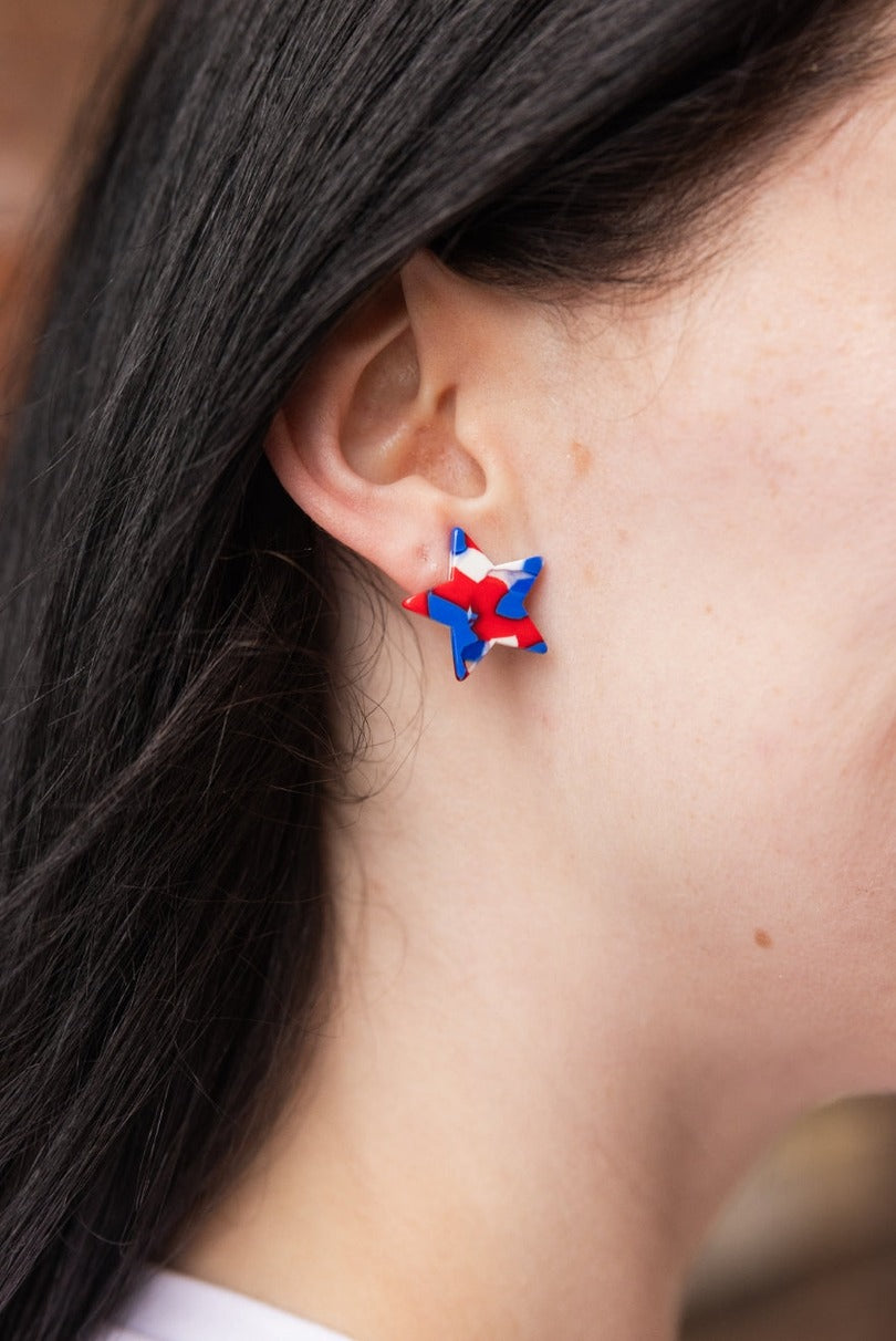 Liberty Star Studs-Red, White, & Blue