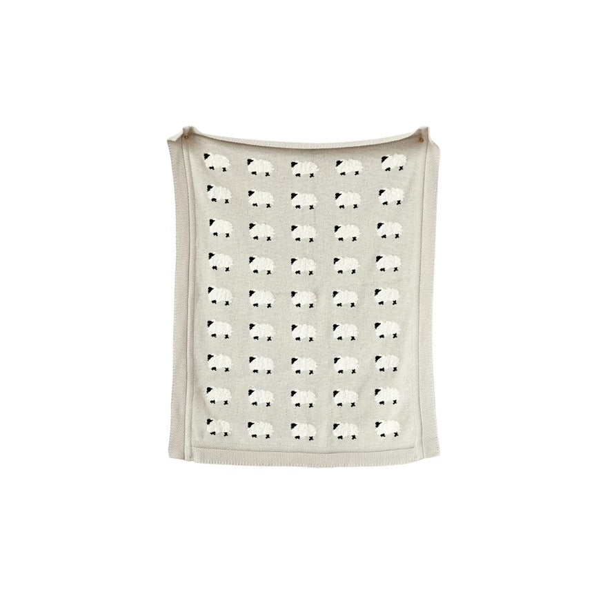 Cotton Knit Sheep Baby Blanket