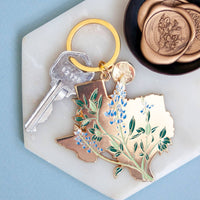 Texas Bluebonnet Gold Keychain