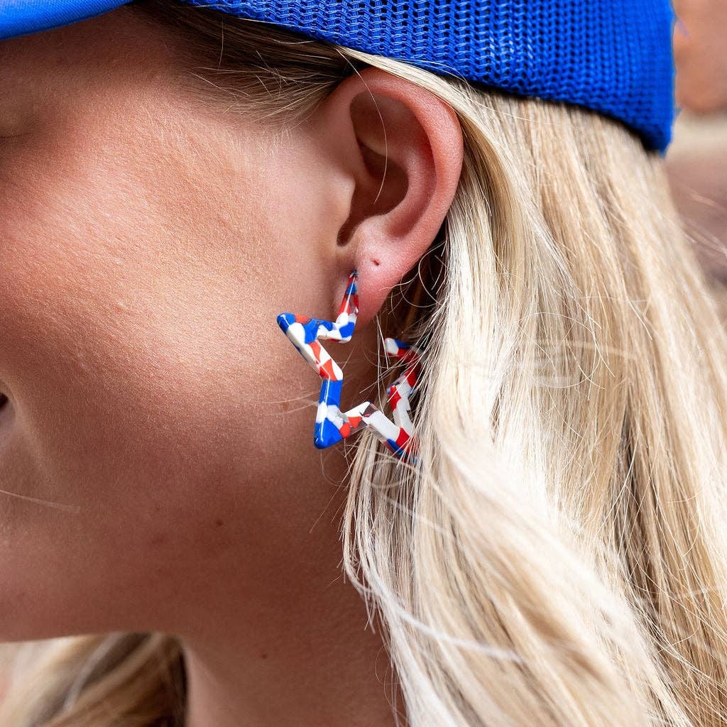 Star Hoops- Red, White,& Blue