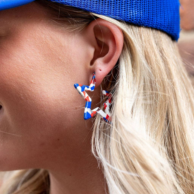 Star Hoops- Red, White,& Blue