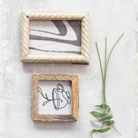 Square Hand-Carved Wood Picture Frame
