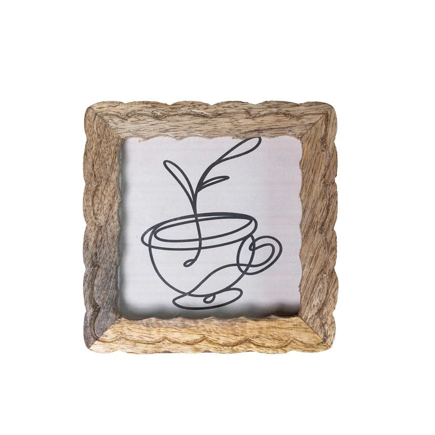 Square Hand-Carved Wood Picture Frame