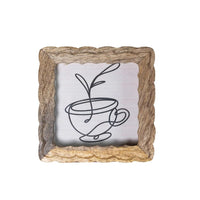 Square Hand-Carved Wood Picture Frame