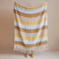 Cotton Throw w/ Stripes & Fringe