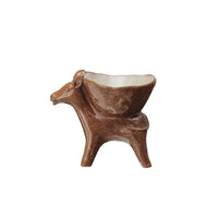 Brown Stoneware Donkey w/ Bowl