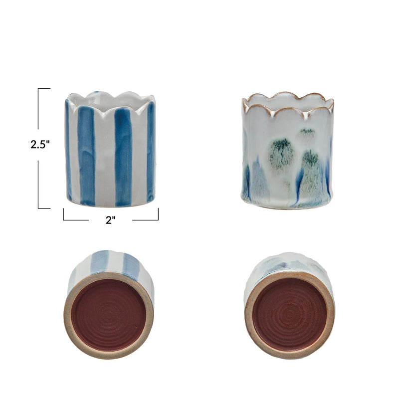 Scalloped Stoneware Matchstick Holder