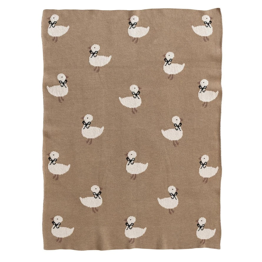 Cotton Knit Ducklings Baby Blanket