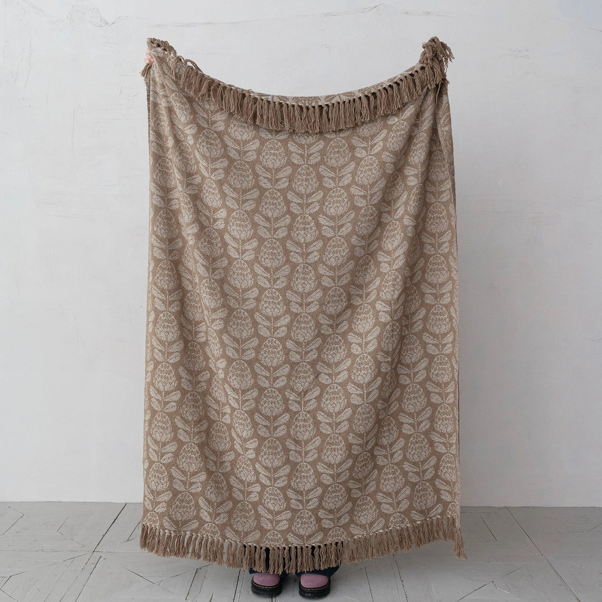 Woven Floral Throw Blanket