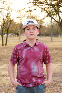 Youth Texas Maroon Performance Polo