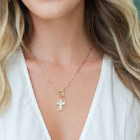 Shell Cross Toggle Necklace