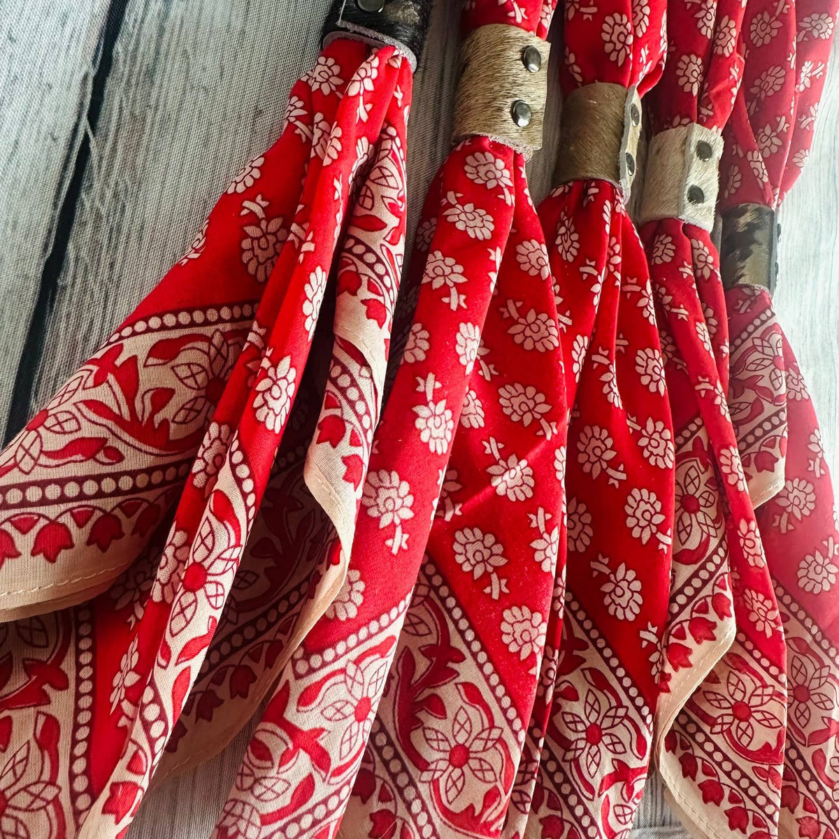 Red Floral Hand Dyed Bandanas