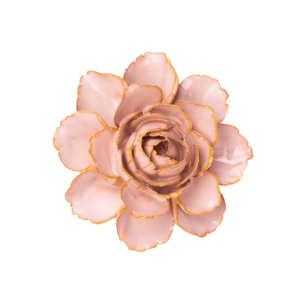 Rose Pink Camellia Ceramic Wall Flower
