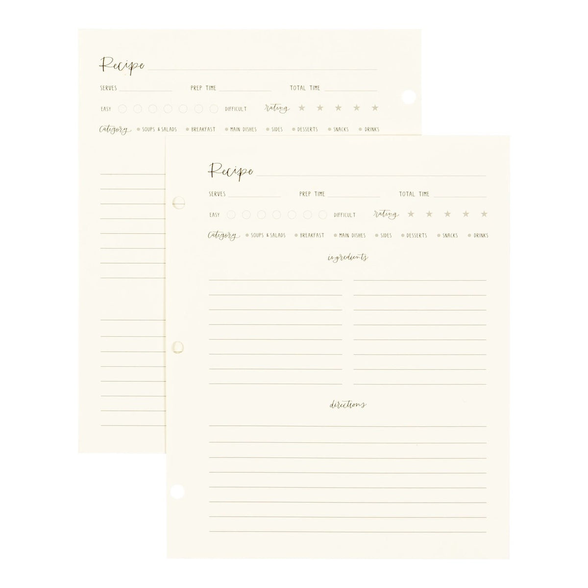 Petite Recipe Page Set