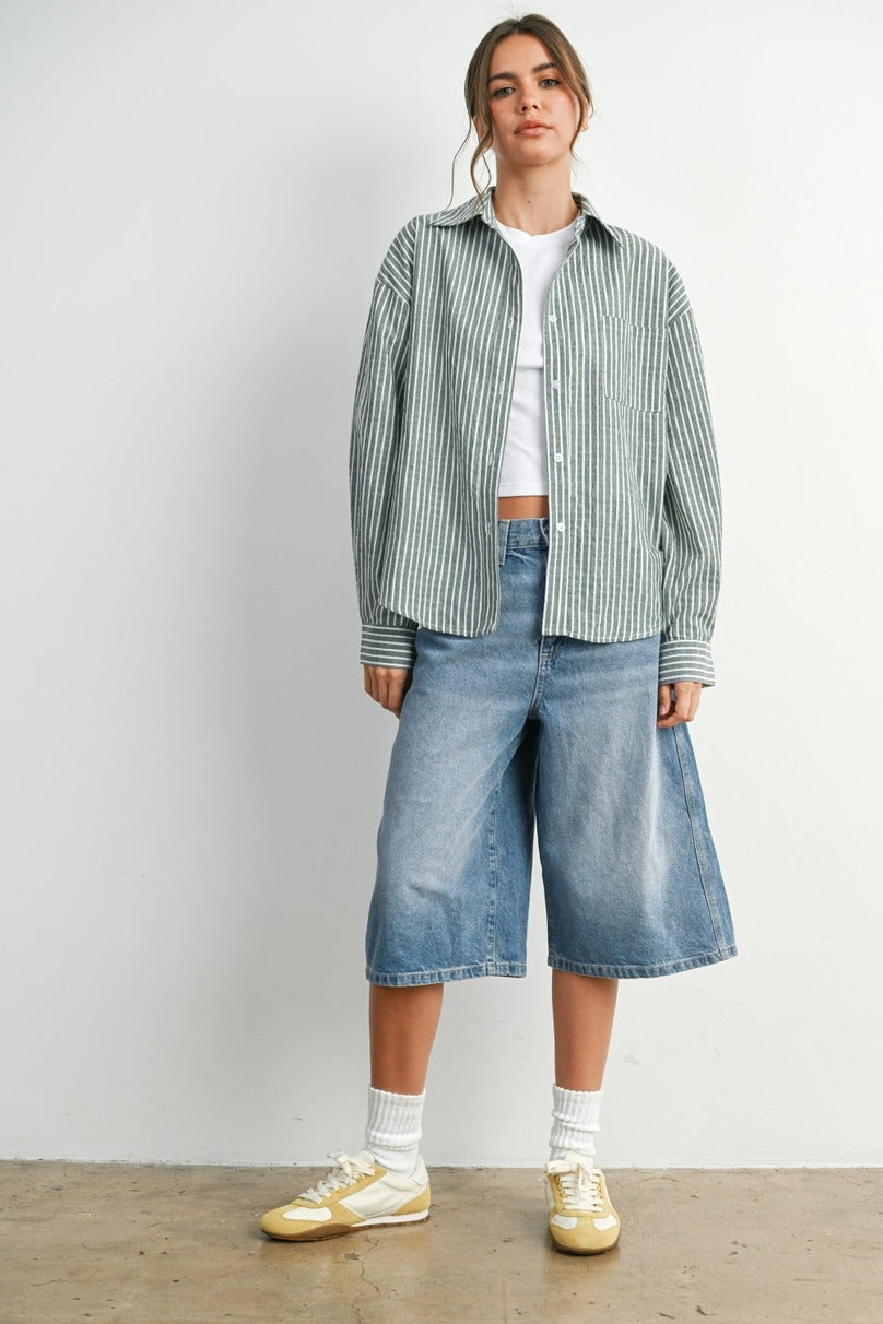 Switching Stripes Button Up Top