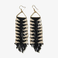 Emilie Arrow Beaded Fringe Earrings Black