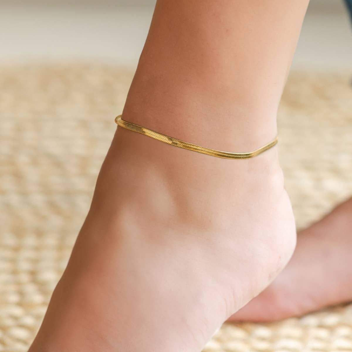 Snake Chain Anklet- Water Resistant