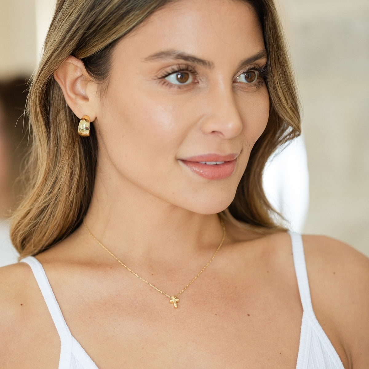 Small Rounded Hammer Hoop Earrings