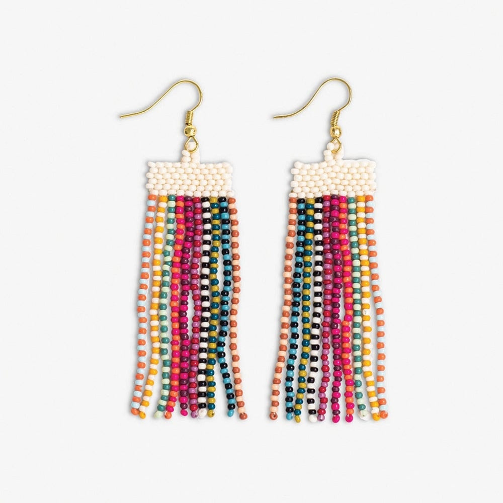 Adaline Two-Tone Strands Beaded Fringe Earrings