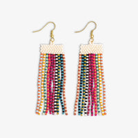 Adaline Two-Tone Strands Beaded Fringe Earrings